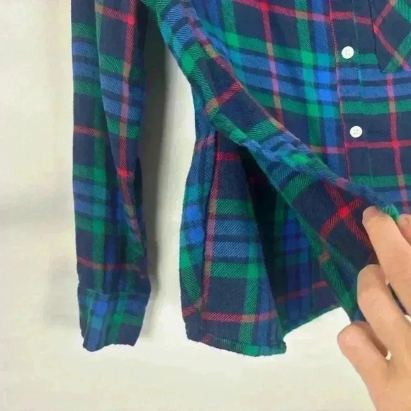 Aerie Plaid Button Down Long Sleeve High Low Shirt - Picture 4 of 8